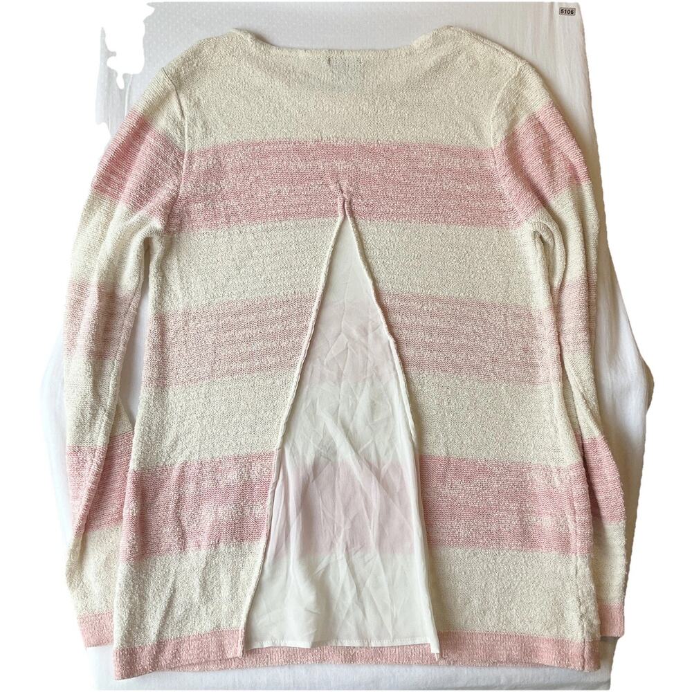 Calvin Klein Jeans Women Sweatshirt XL Pink Cotton Nylon Striped Long Sleeve - Picture 8 of 8
